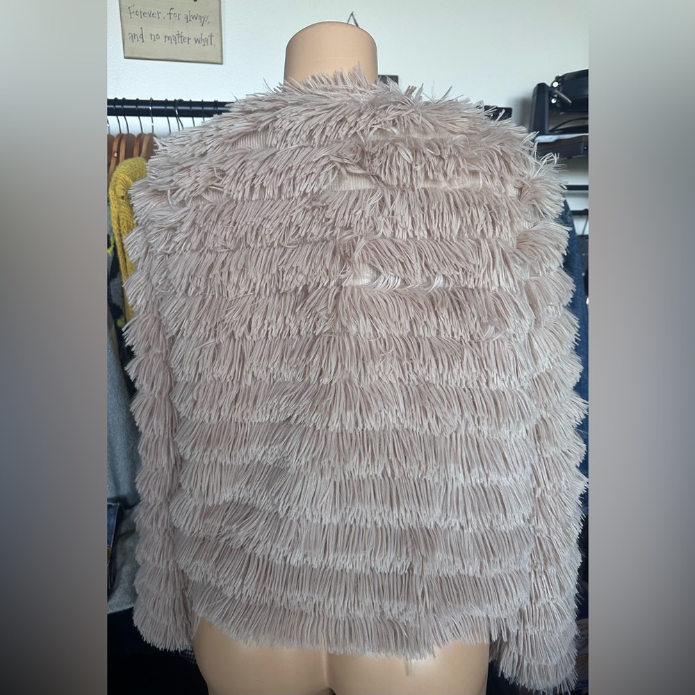 Cream Teddy Jacket with Shaggy Faux Fur Texture - Picture 3 of 3
